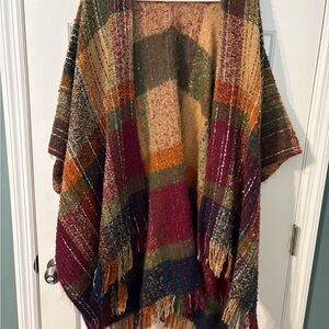 Sonoma Multicolor Plaid Poncho